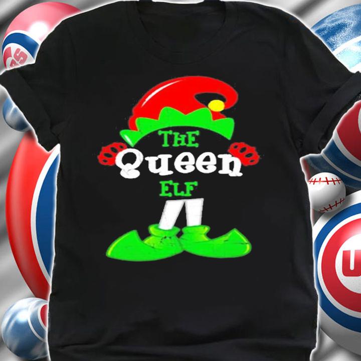 Queen Elf Funny Christmas Matching Gifts Holiday Distressed T-Shirt shirt
