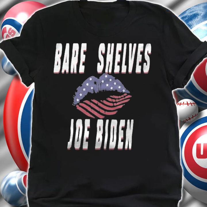 F Joe Biden bare Shelves Biden Funny Meme Lips USA Flag T-Shirt shirt