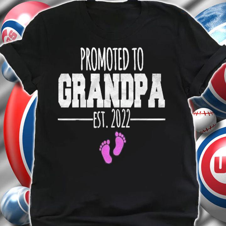 Mens Promoted To Grandpa 2022 First Time Grandfather Fathers Day Shirt