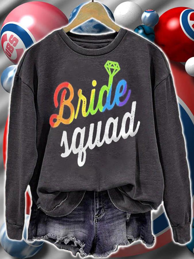 Womens Bride Squad Lgbt Rainbow Flag Lesbian Bachelorette Party Shirt sweatshirt