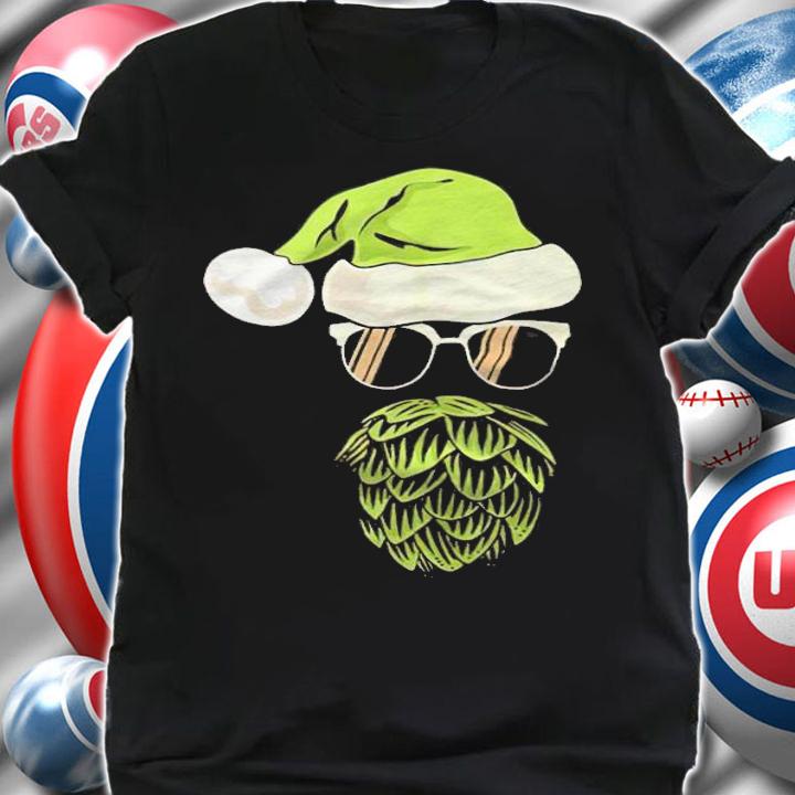 Santa Claus hop beard beer sunglasses Christmas hat T-shirt shirt