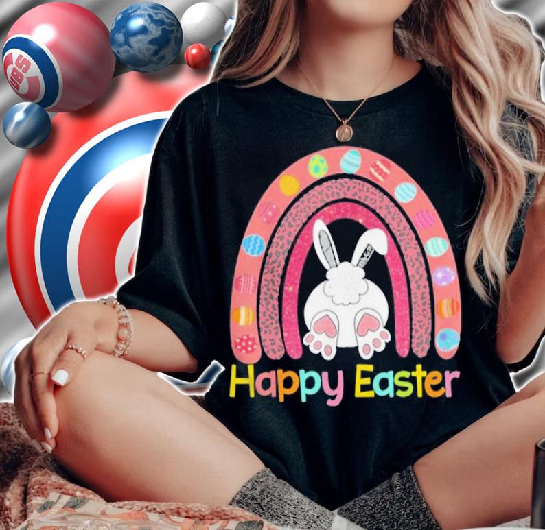 Easter Day Rainbow With Eggs And Easter Bunny Happy Easter Shirt woman shirt