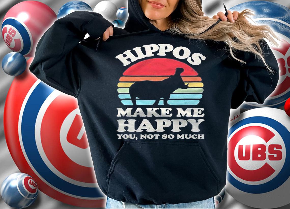 Hippos Make Me Happy Funny Hippo Hippopotamus Retro Vintage Shirt