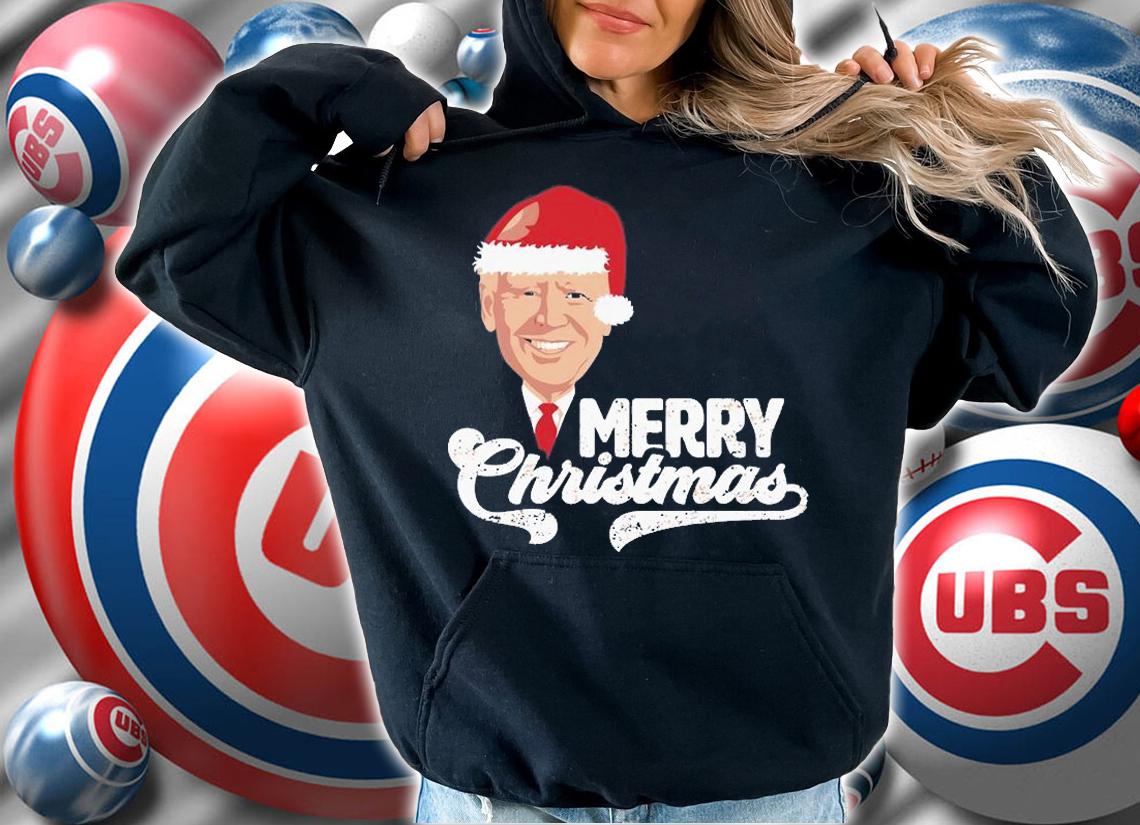 Joe Biden With Santa Claus Hat Merry Christmas Funny Joe Biden T-Shirt