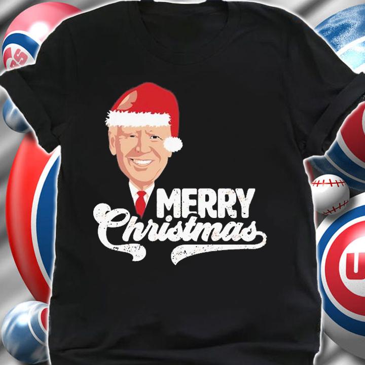 Joe Biden With Santa Claus Hat Merry Christmas Funny Joe Biden T-Shirt