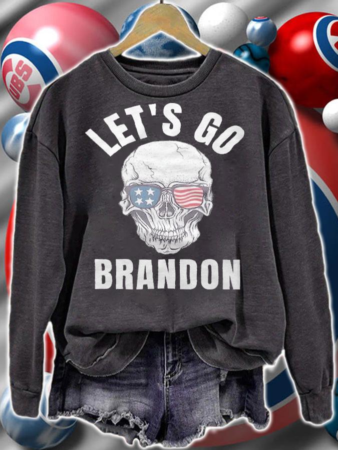 Let's Go Brandon Funny Joe Biden Brandon Joe Skull T-Shirt