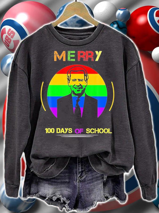 Santa Joe Biden Merry 100 Days Of School Ugly T-Shirt sweatshirt