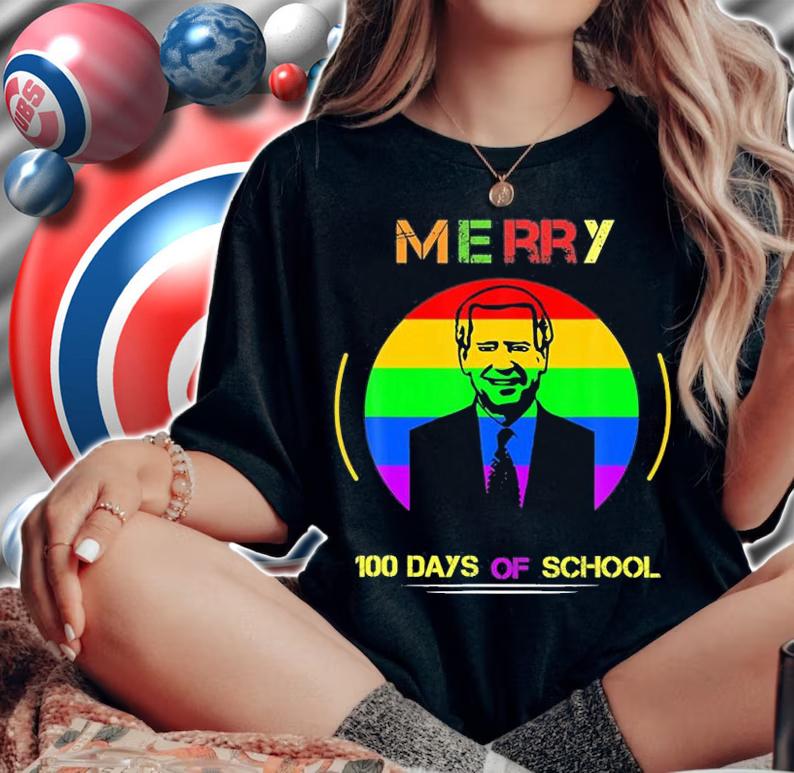 Santa Joe Biden Merry 100 Days Of School Ugly T-Shirt woman shirt