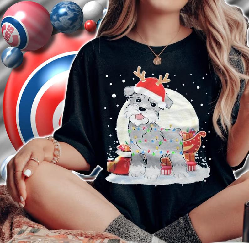 Schnauzer Christmas lights T-shirt