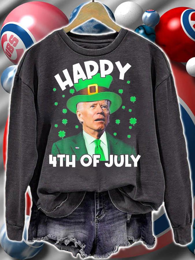 Happy 4Th Of July Biden Leprechaun Shamrock T-Shirt sweatshirt