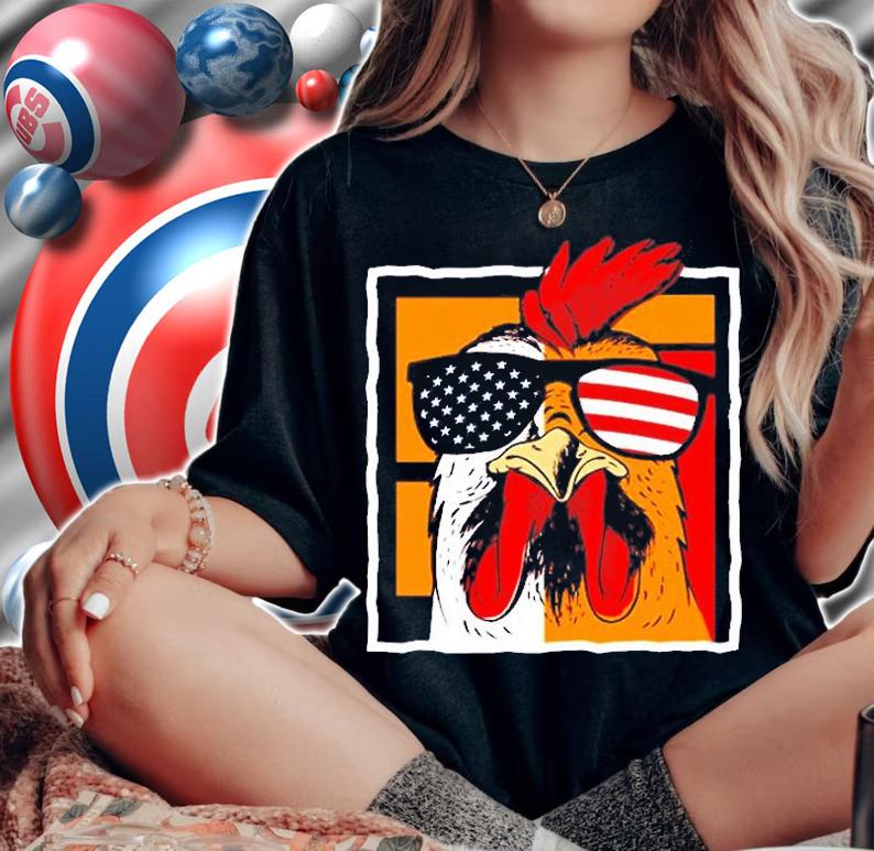 Merica Sunglasses Cock Funny Rooster Murica T-Shirt