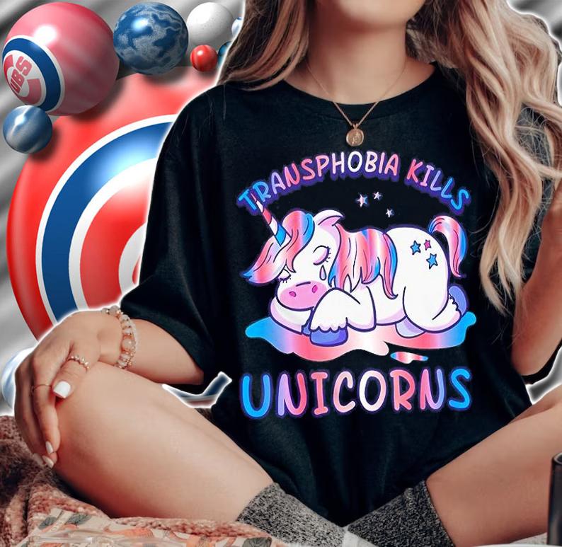 Transphobia Kills Unicorns LGBT Transgender Protect Trans Kids T-Shirt