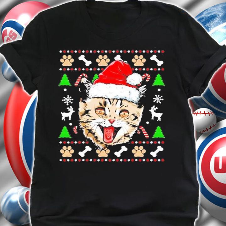 Cat Ugly Christmas Santa Hat Xmas Boys Kids Girls Catmas T-Shirt