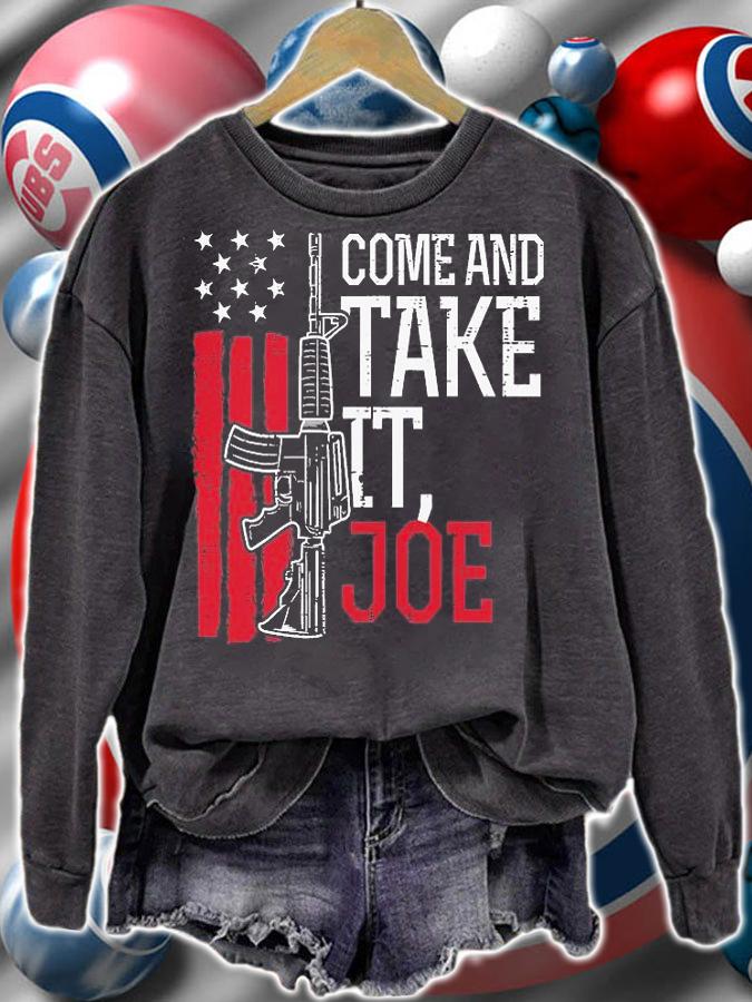 Come And Take It Joe Gun US Flag Pro Gun Anti Biden Patriot T-Shirt