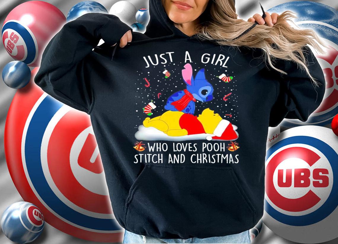 Just A Girl Who Loves Pooh Stitch And Christmas Shirt hoodie