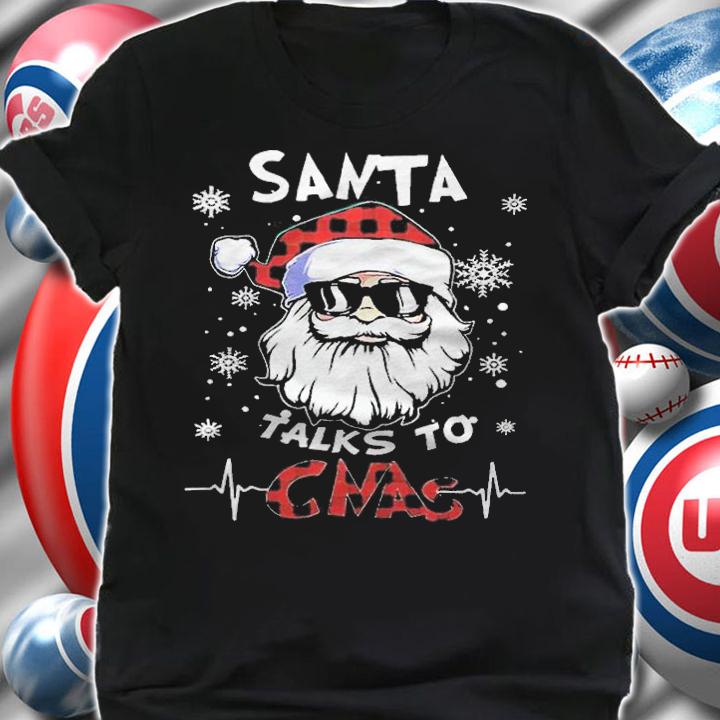 Santa talks to cnas Christmas T-shirt