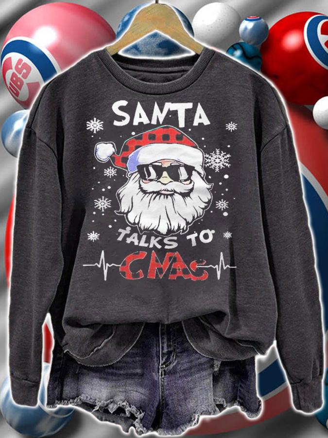 Santa talks to cnas Christmas T-shirt