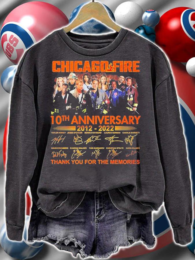 Chicago Fire 10th Anniversary 2012 2022 Thank You For The Memories Signatures T-Shirt sweatshirt