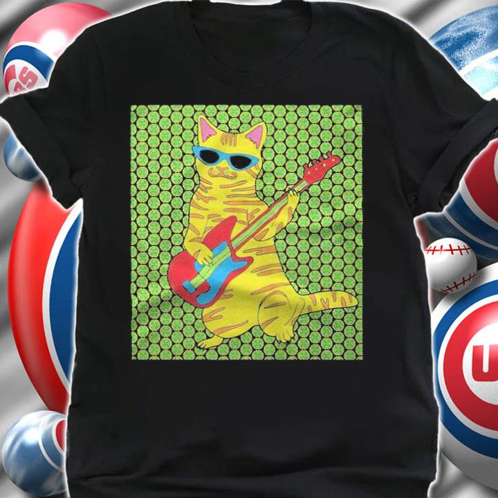Guitar playing retro cat T-shirt