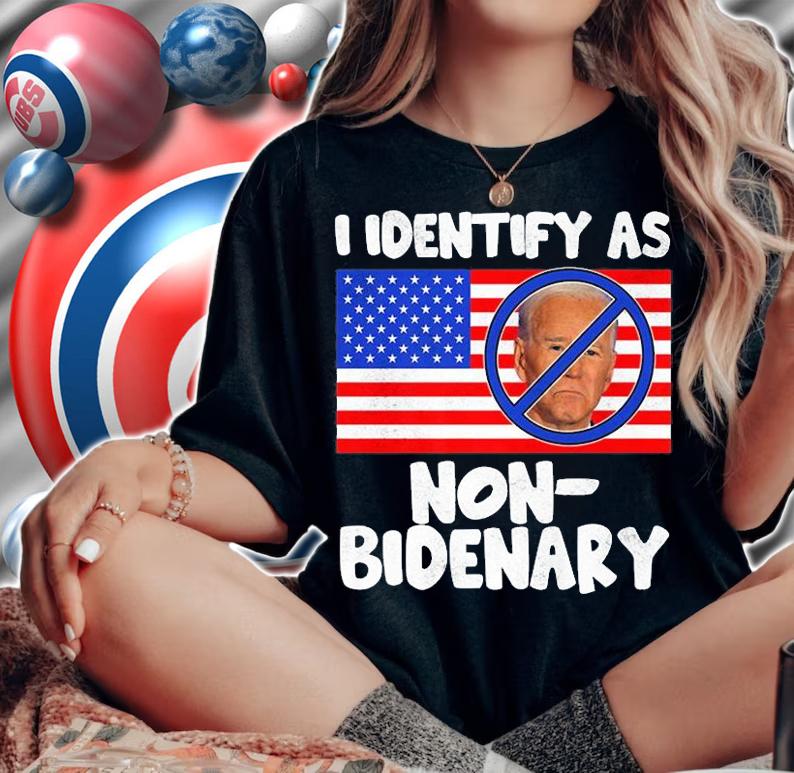 I Identify As Non Bidenary Funny Biden Republican T-Shirt woman shirt