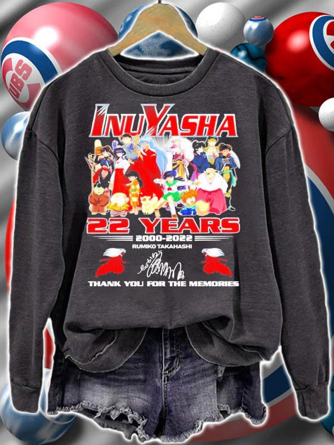Inuyasha 22 Years 2000-2022 Rumiko Takahashi Signatures Thank You For The Memories Shirt sweatshirt