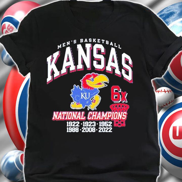 Kansas Jayhawks Blue NCAA Men's Basketball Kansas 6X National Champions T-Shirt shirt