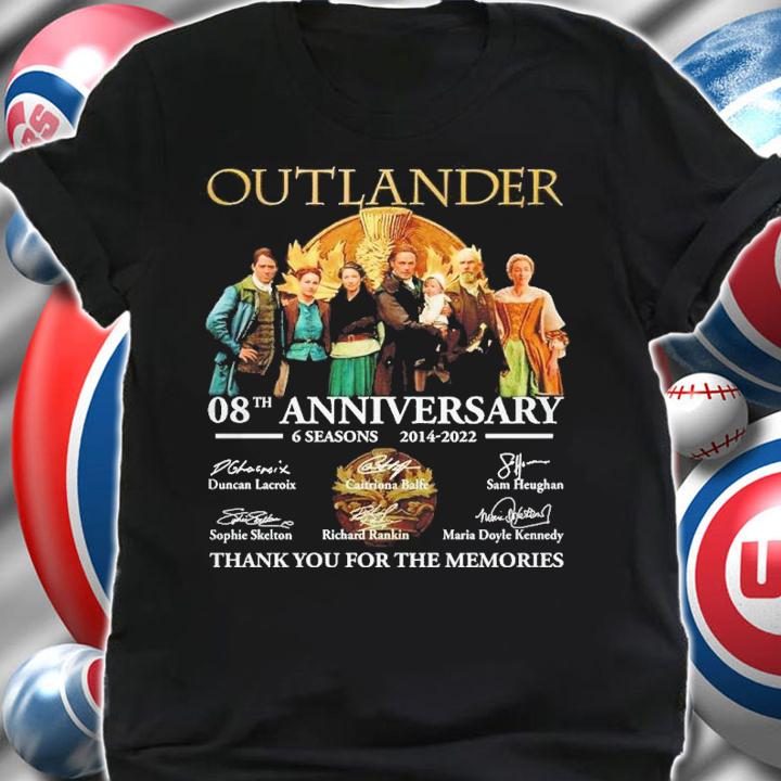 Outlander 08th anniversary 6 seasons 2014-2022 signatures shirt
