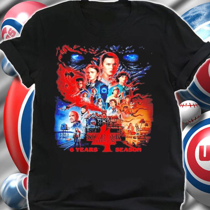Stranger Things 6 years season signatures t-shirt