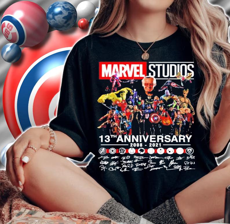 Marvel Studios 13th anniversary 2008-2021 signatures shirt woman shirt