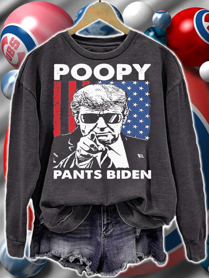 Poopy Pants Biden, Fjb Pro Trump US Flag T-Shirt sweatshirt
