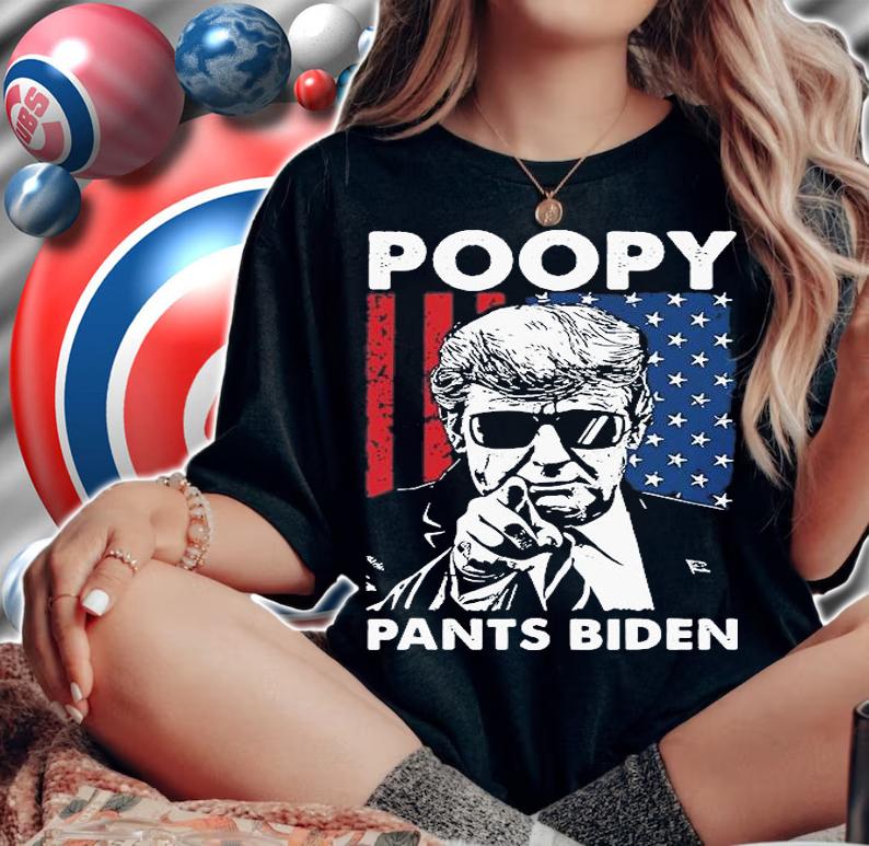 Poopy Pants Biden, Fjb Pro Trump US Flag T-Shirt woman shirt