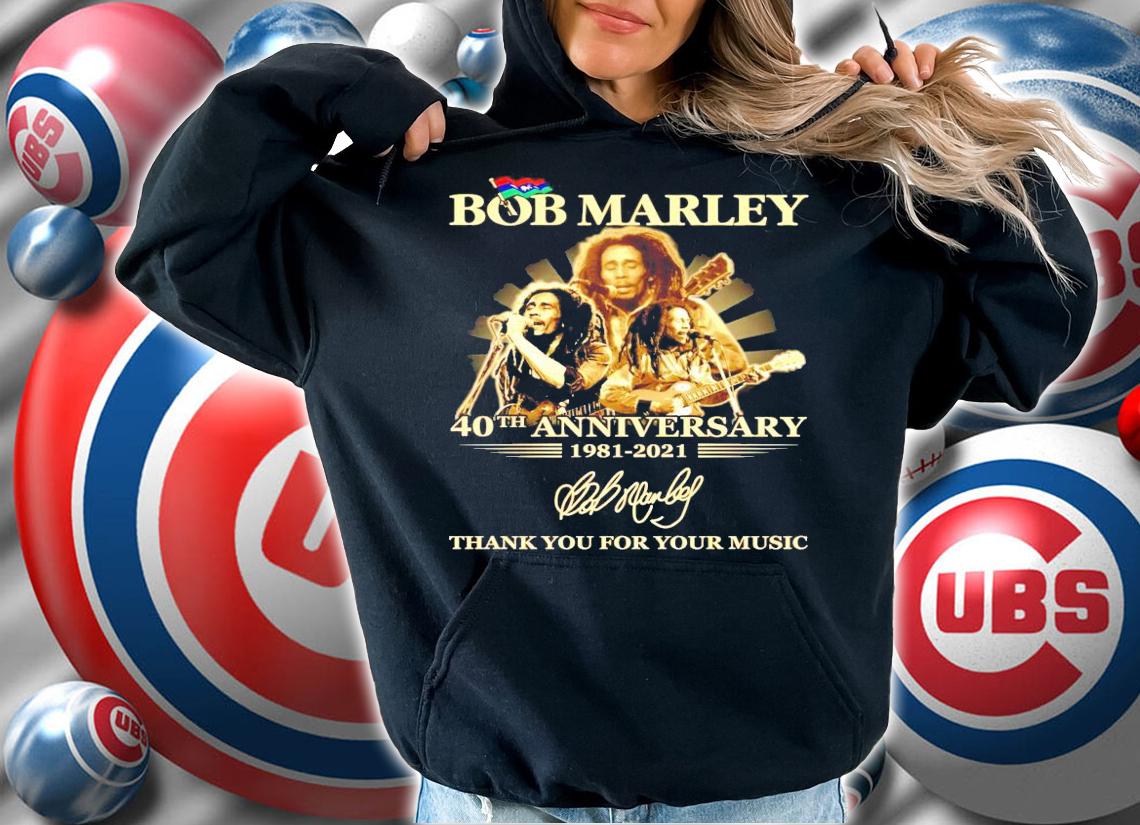 Bob Marley 40th anniversary 1981-2021 signature shirt hoodie