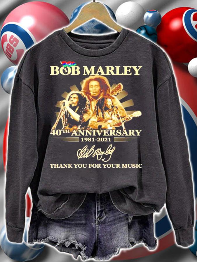 Bob Marley 40th anniversary 1981-2021 signature shirt sweatshirt