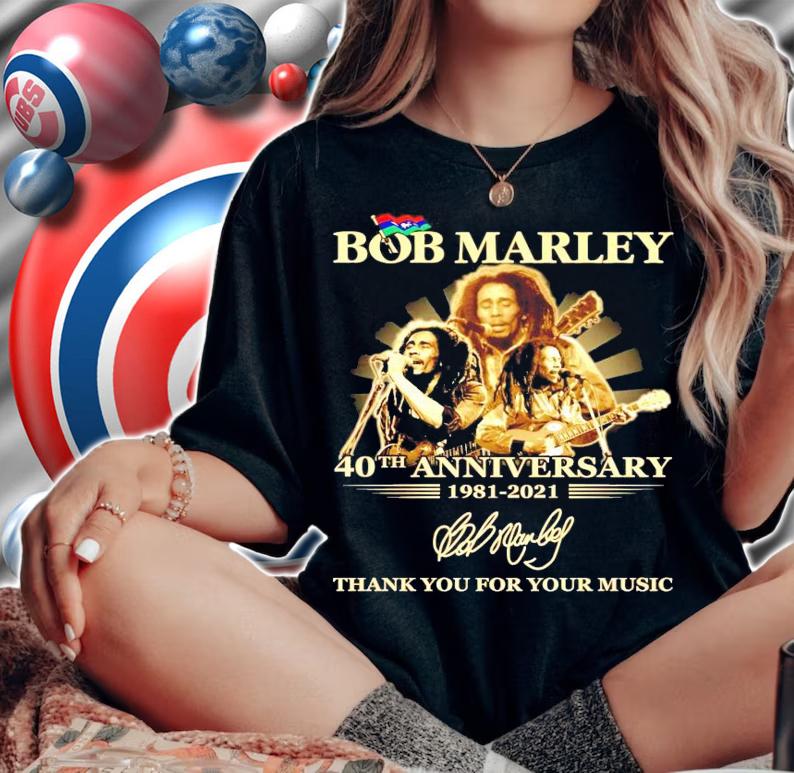 Bob Marley 40th anniversary 1981-2021 signature shirt woman shirt