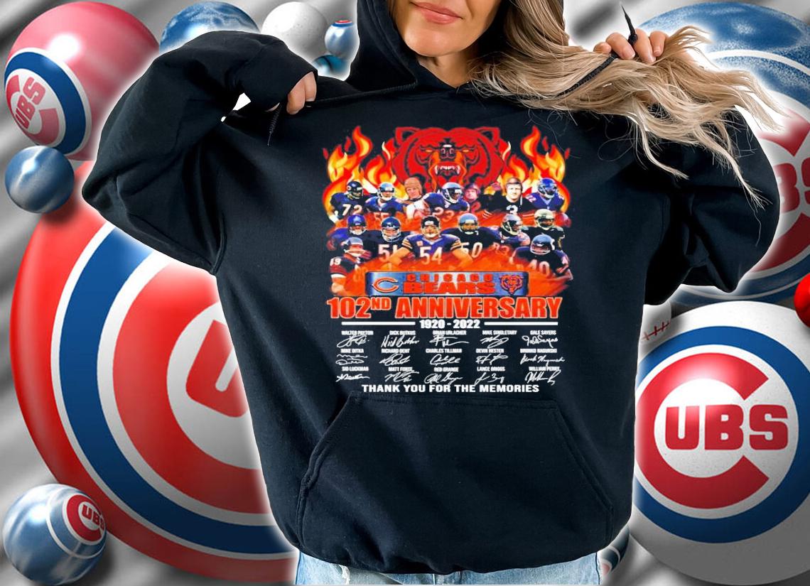 Chicago Bears 102nd anniversary 1920-2022 signatures shirt hoodie