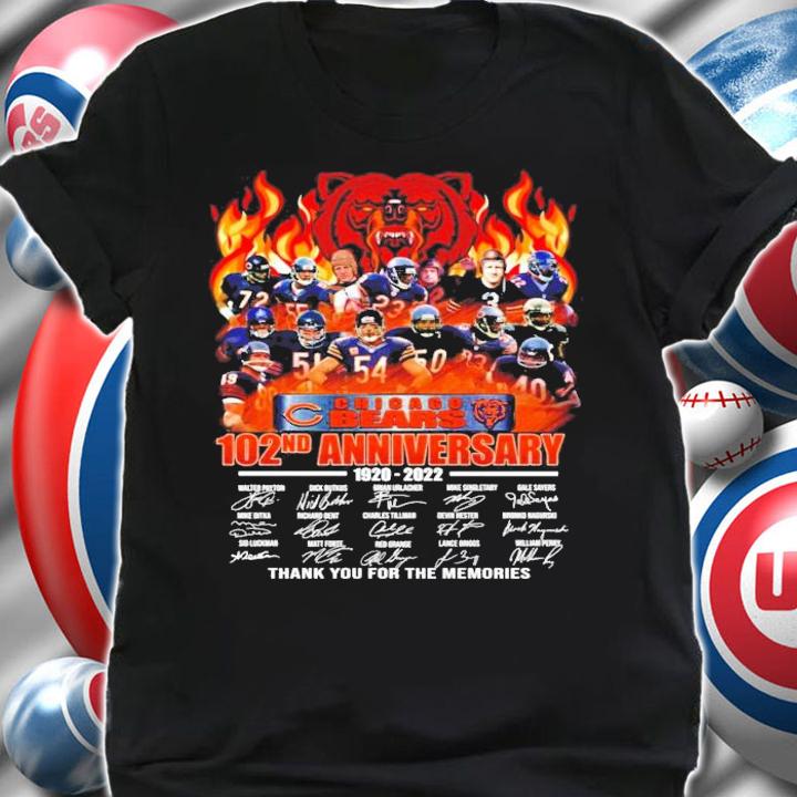 Chicago Bears 102nd anniversary 1920-2022 signatures shirt shirt
