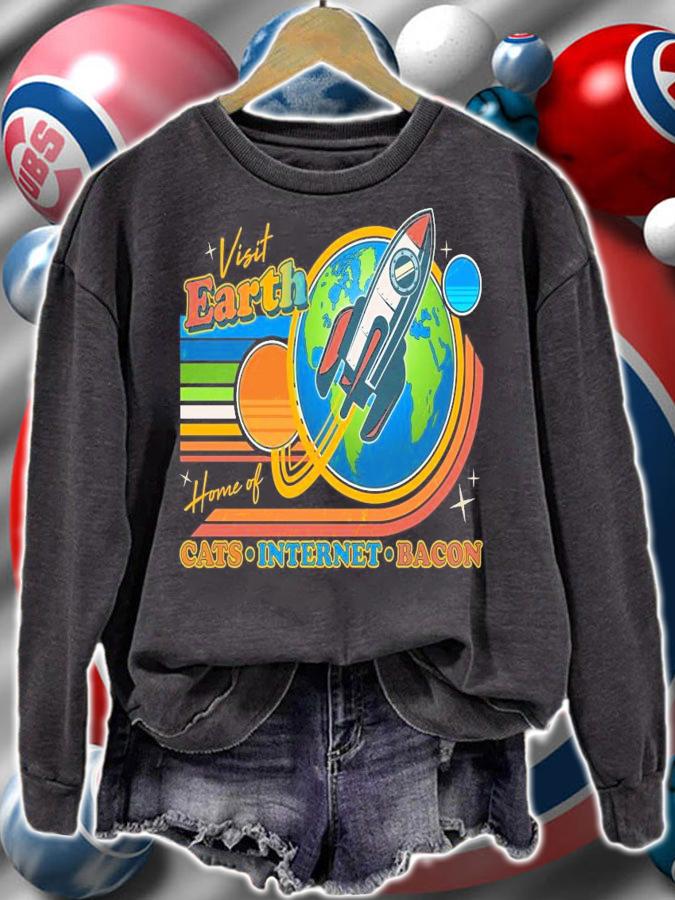 Visit Earth home of cats internet bacon shirt sweatshirt