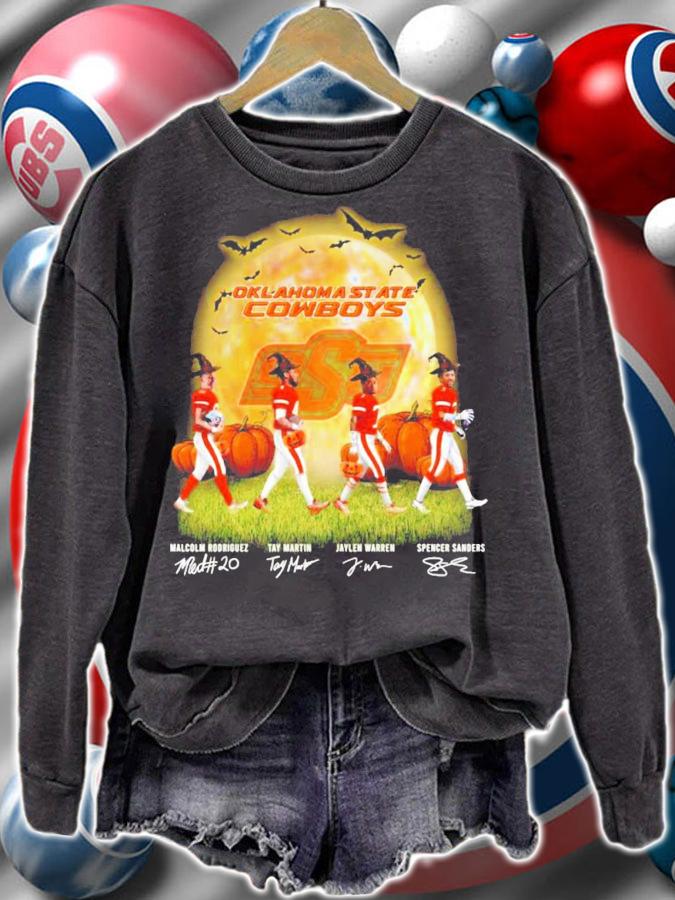 Halloween Oklahoma State Cowboys Football Signatures Abbey Road T-Shirt sweatshirt