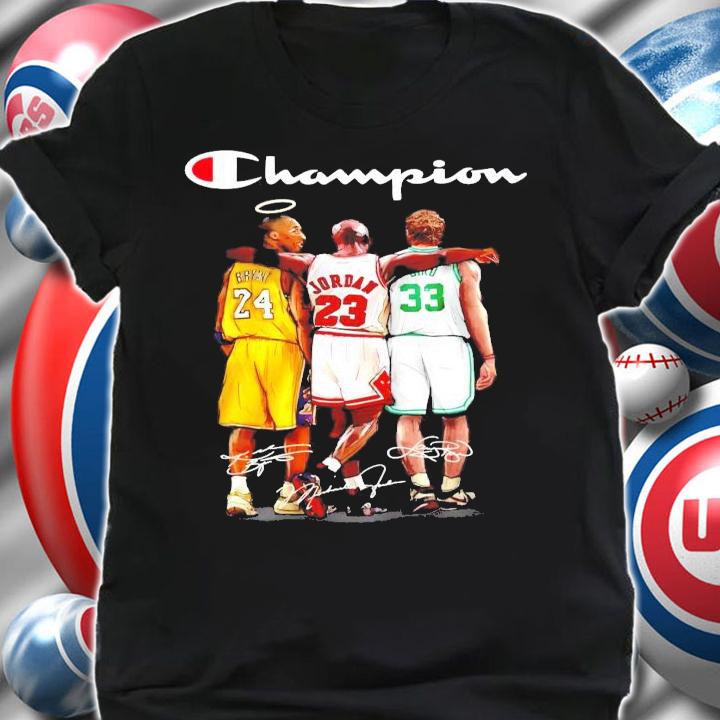 Champions Bryant Jordan and Larry Bird's signature shirt