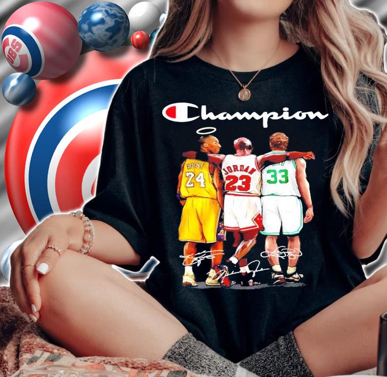 Champions Bryant Jordan and Larry Bird's signature shirt