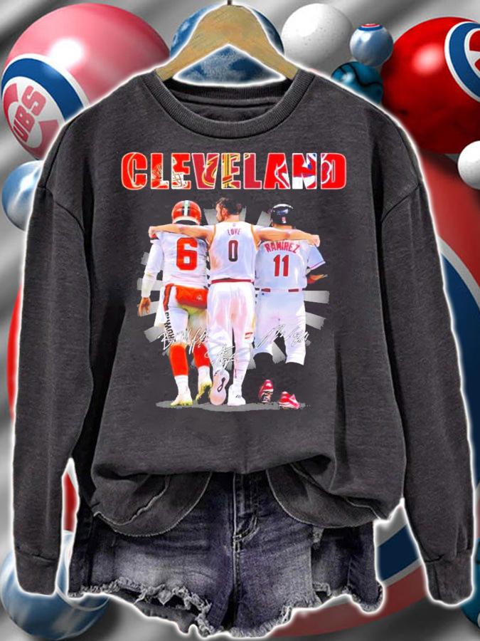 Cleveland Baker Mayfield Love Ramirez signatures shirt sweatshirt