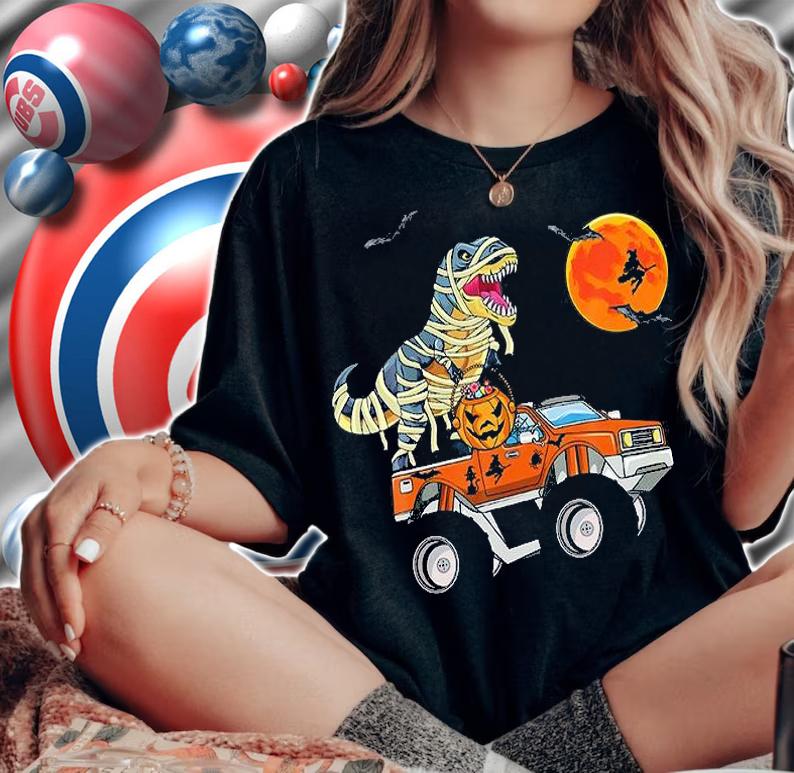 Halloween Dinosaur T-Rex Mummy Truck Witch Pumpkin T-Shirt