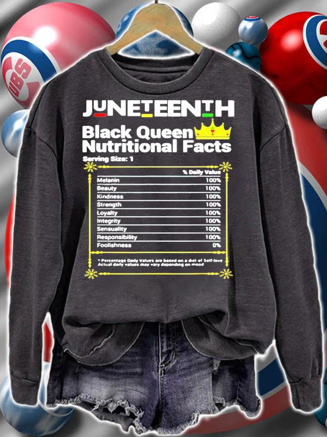 Juneteenth black queen nutritional facts shirt