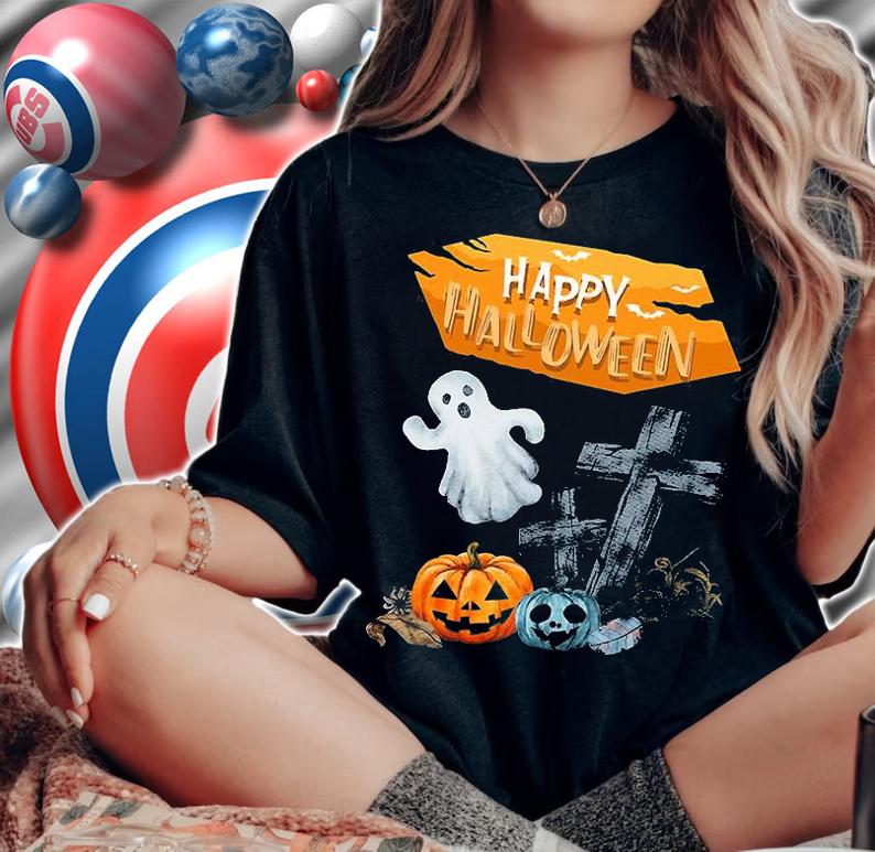 Scary Funny Ghost Pumpkin Costume Halloween T-Shirt woman shirt