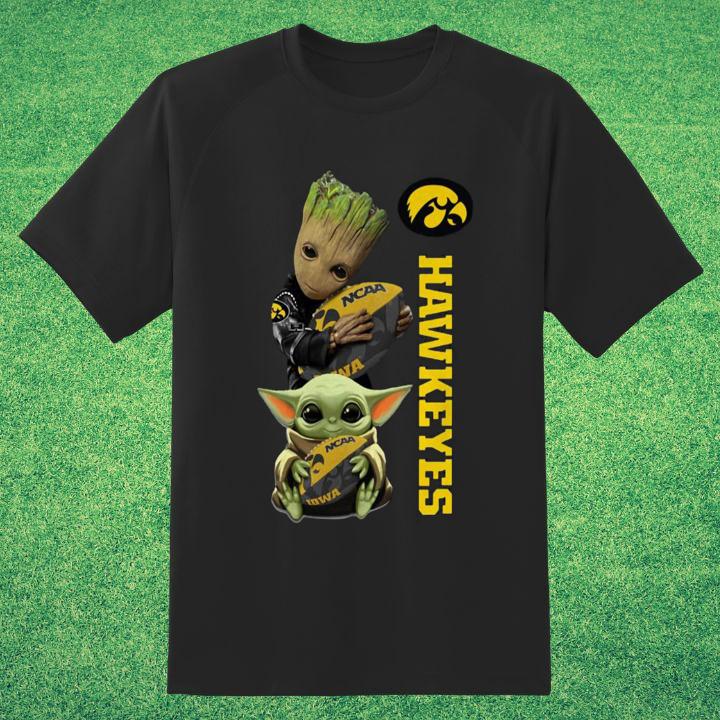 Baby Yoda & Groot Hug Iowa Hawkeyes Football T-Shirt – Shop Now!