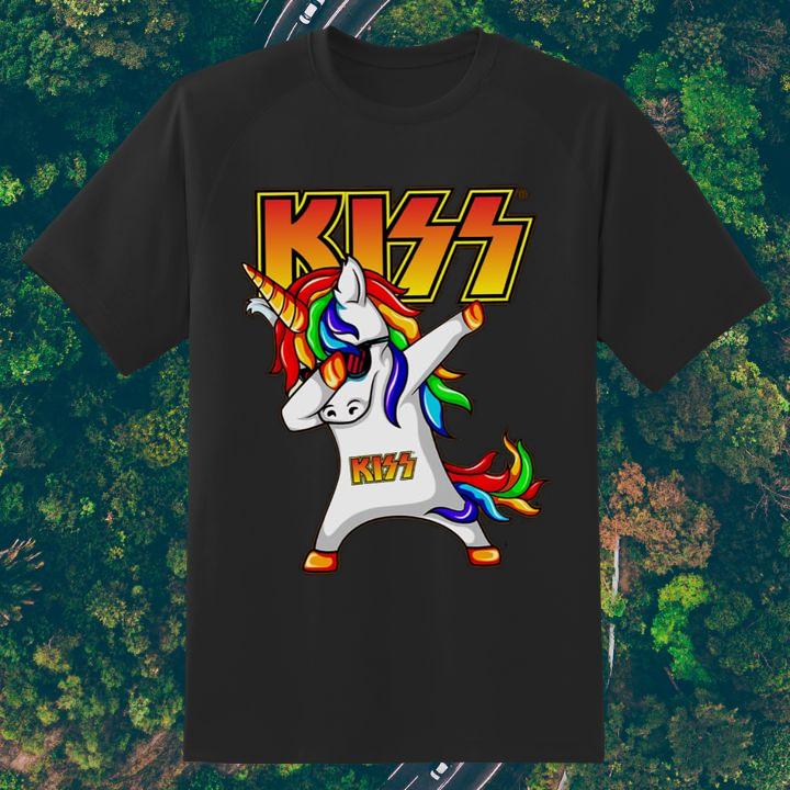 Cute Dabbing Rainbow Unicorn Hip Hop Kiss Band Shirt