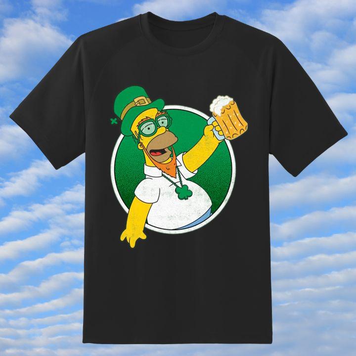 Leprechaun Homer Simpson Hold Beer Mug St Patricks Day Shirt
