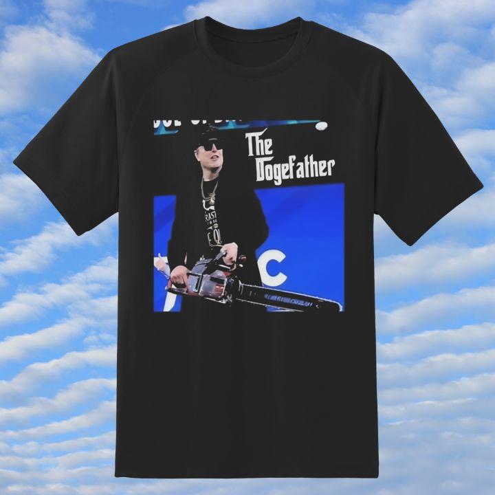 Elon Musk The Dogfather Chainsaw Meme Graphic T-Shirt