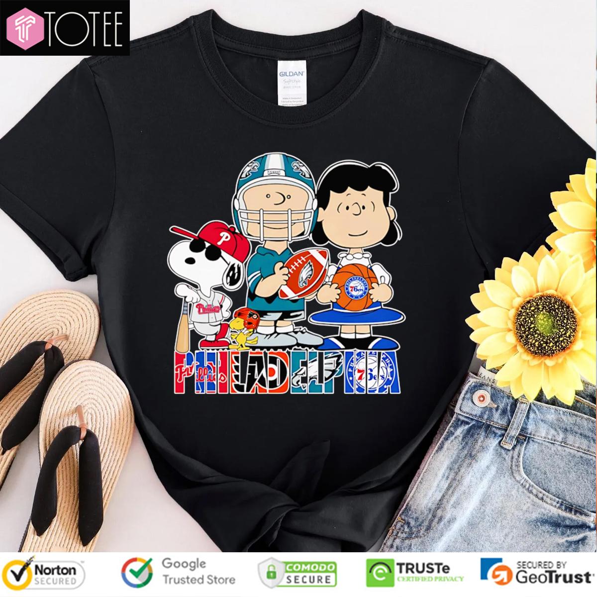 The Peanuts Snoopy Woodstock Charlie Lucy Philadelphia Sports T-Shirt