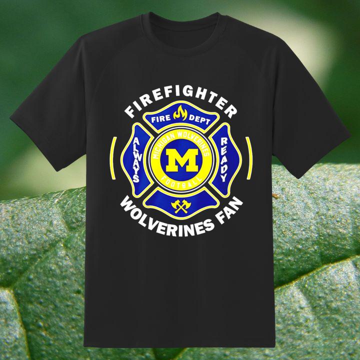 Fire Dept Michigan Wolverines Logo Football Firefighter T-Shirt